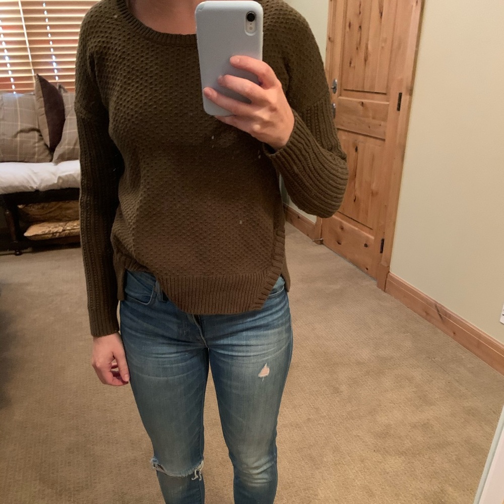 Cute, green classic woven sweater from Madewell
